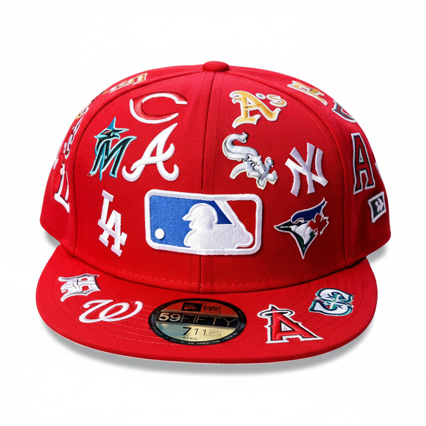 NBA New Era Flat Brim Cap Red